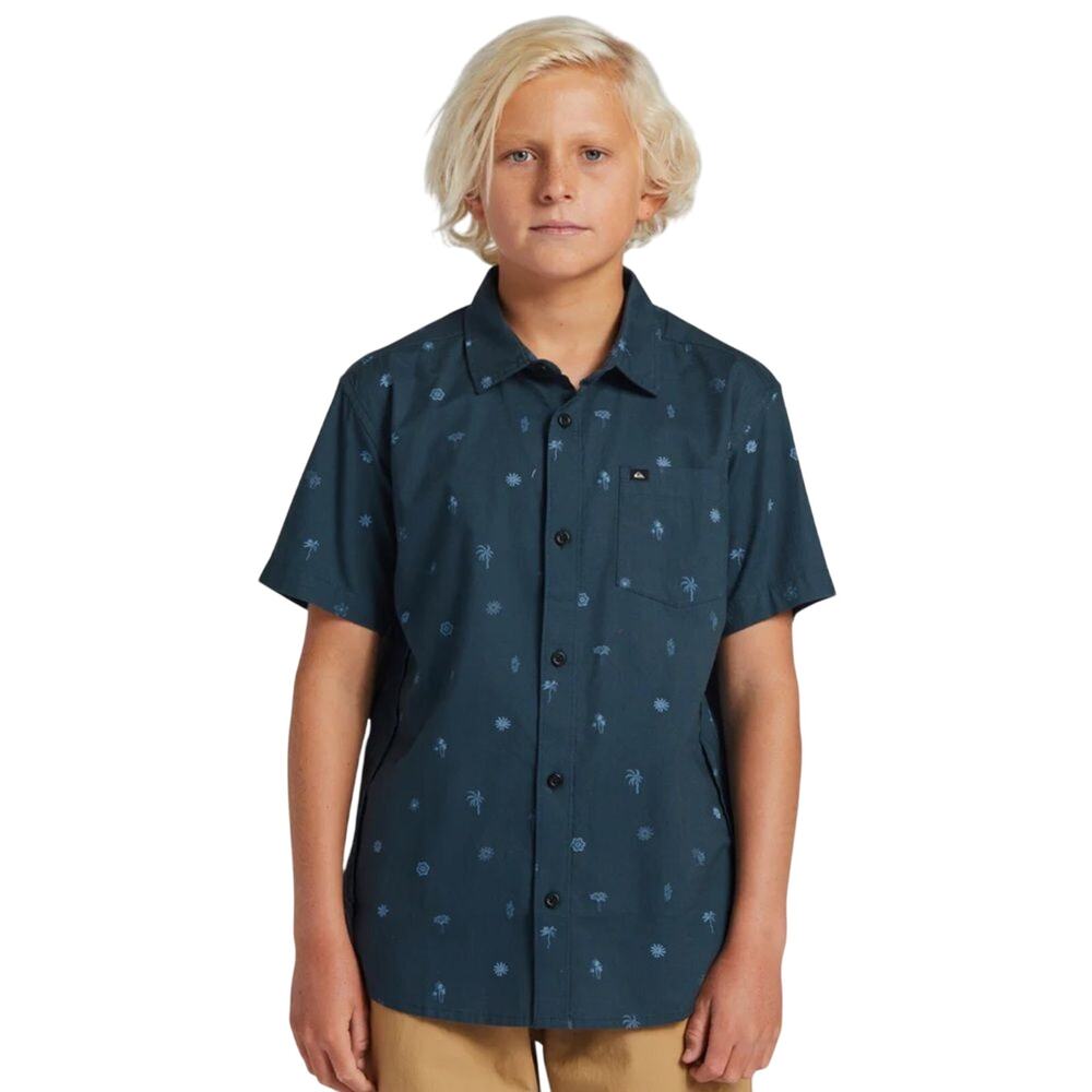 Quicksilver Heat Wave Short Sleeve Shirt in Midnight Navy Size L/EU 14